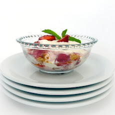 Rhubarb Trifle with Almond Macaroons and Vanilla Cream