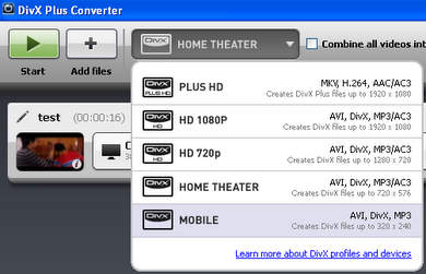 compress or convert video with DivX in mkv divx profile