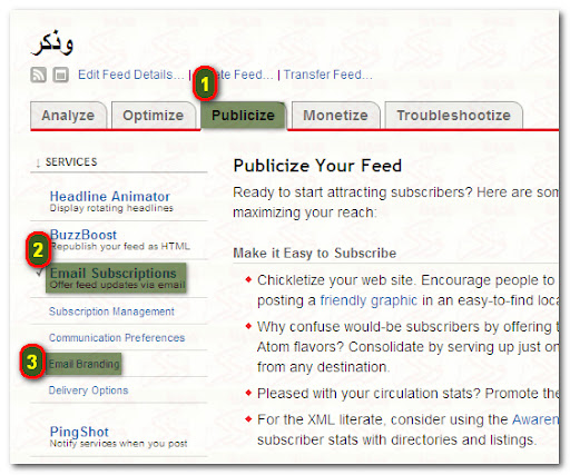 Email Branding Email Branding, FeedBurner, FeedCount, RSS, Subscriber Management, وسم,