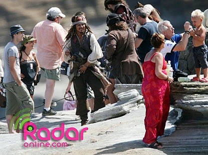 ©2010 RAMEY PHOTO 310_828_3445  EXCLUSIVE_  Maui_ Hawaii_ July 26_ 2010  Johnny Depp_ Penelope Cruz_ and Geoffrey Rush filming _Pirates of the Caribbean IV_ in Hawaii.  WW