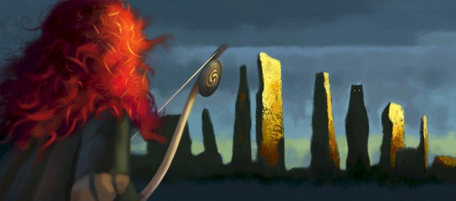 "BRAVE"  HIGHLAND OF THE “BRAVE” -- The rugged and mysterious Highlands of Scotland serve as the backdrop for “Brave,” a new tale that joins the land’s ancient lore—stories of epic battles and mystical legends passed down for generations. Directed by Mark Andrews and Brenda Chapman, and produced by Katherine Sarafian, “Brave” is the grand adventure of Merida (voice of Kelly Macdonald), a skilled archer who confronts tradition, destiny and the fiercest of beasts to discover the true meaning of courage.  The film also features the voices of Emma Thompson, Billy Connolly, Julie Walters, Kevin McKidd, Craig Ferguson and Robbie Coltrane.  “Brave,” full of heart, memorable characters and Pixar’s signature humor, takes aim at theaters on June 22, 2012, and will be presented in Disney Digital 3D™ in select theaters.   ©Disney/Pixar.  All Rights Reserved.