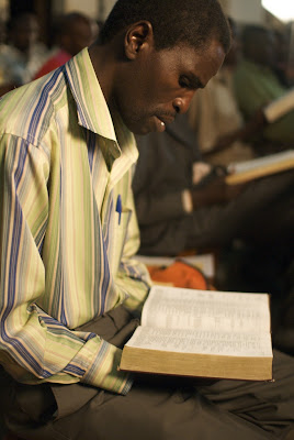 Student reading his bible