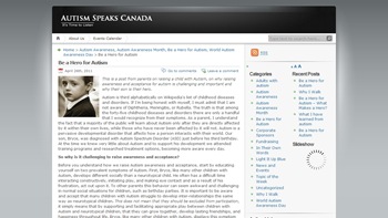 Autism Speaks Canada Be a Hero for Autism