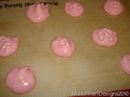 Pink Meringue Cookies ready for the oven