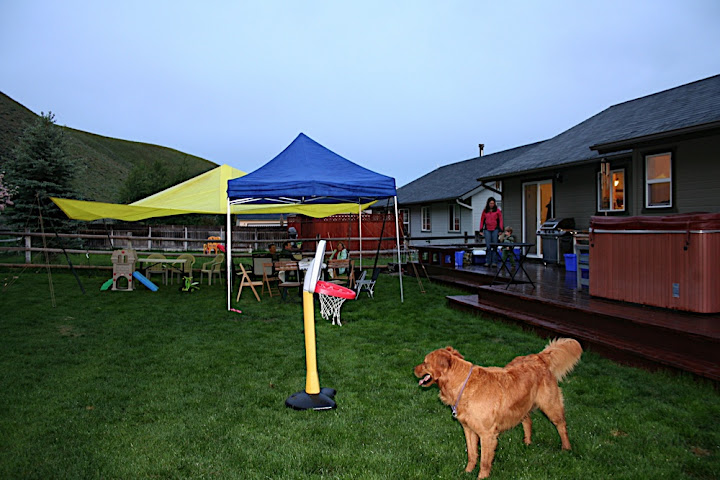 As the sun sets on the BBQ, a few hardy souls brave the elements