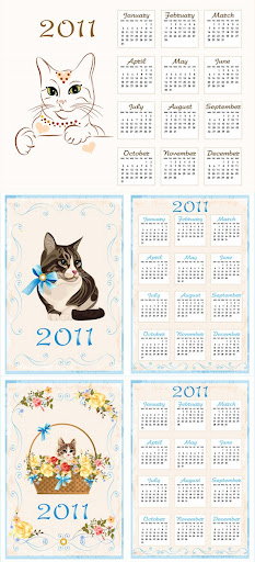 Vector.2011.Calendar aiovector.com Cartoon Cat