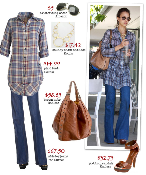 Jessica Alba plaid