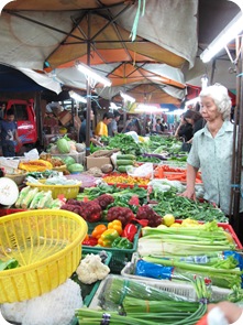 the array of vegetables available at one of the stalls