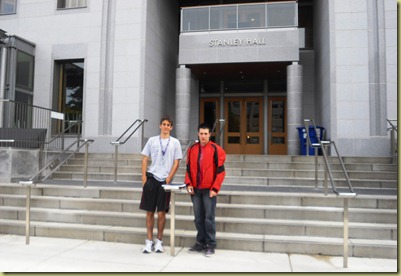 My son Tyler and one of his classmates standing in front of the Stanley Hall buidling at the UC Berkeley campus.