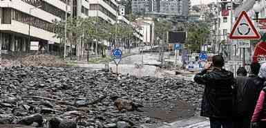 Stones and floodwaters in Funchal, Madeira