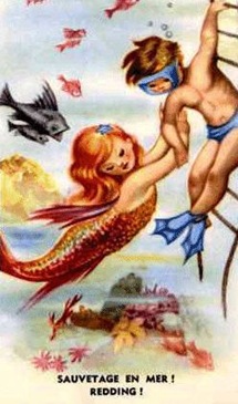 vintage mermaid and boy