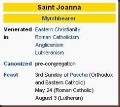 Saint Joanna - recognition