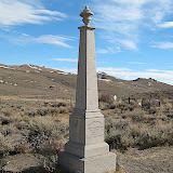 This memorial marked the assassination of President Garfield.  It was originally intended to mark the grave of W.S. Bodey, for whom the town was named.  It was reappropriated after the assassination and Bodey's grave was lost.