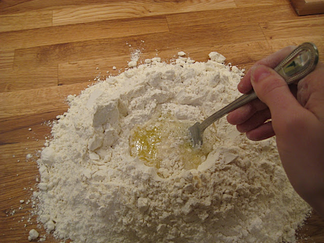 whisking flour