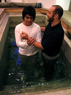 Sasha baptizing Pablo