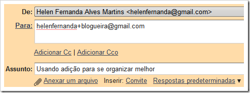 Usando adição no Gmail