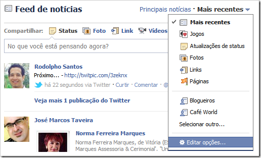 Feed de notícias Feed de notícias