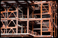 In Progress: Next to the Bourse building in Philadelphia stands this skeleton of metal. (1/200 sec @ f/1.8; 50mm) Copyright 2009, Kerri Shotts