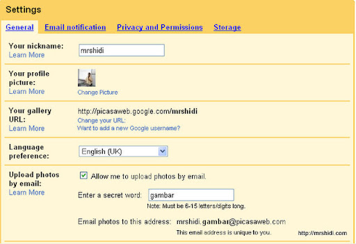Kongfigurasi upload gambar ke email 
