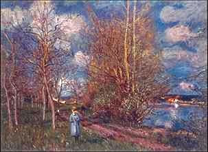 Image of The Small Meadows in Spring - Alfred Sisley