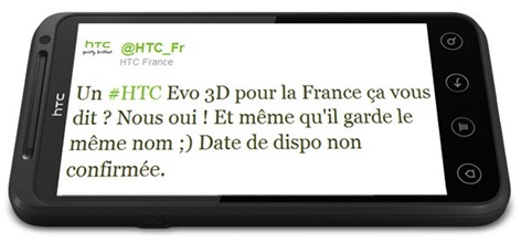 HTC Evo 3D en France HTC Evo 3D en France