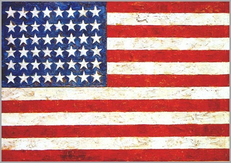 Jasper_Johns's_'Flag',_Encaustic,_oil_and_collage_on_fabric_mounted_on_plywood,1954-55