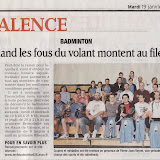 (badminton valence) les fous du volant article dauphiné libéré