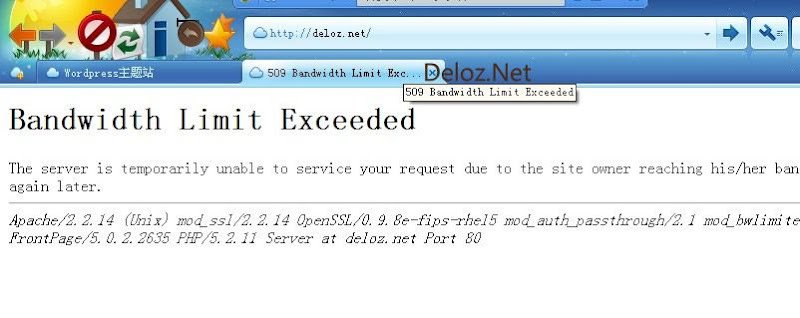 deloz.net 509 Bandwidth Limit Exceeded