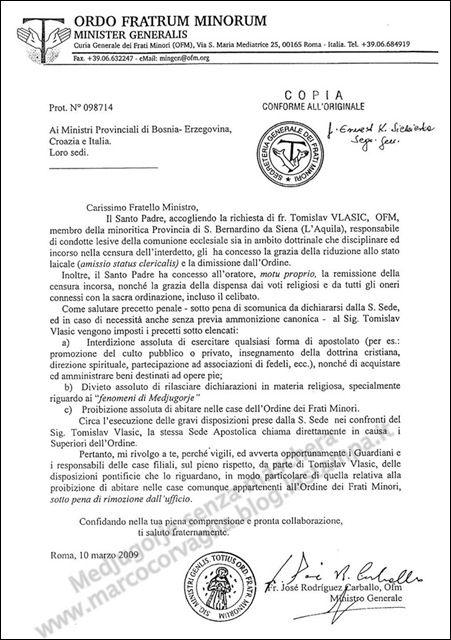 Comunicado Medjugorje