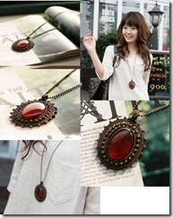 elegance dark red long necklace