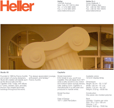 Heller Capitello armchair technical data sheet