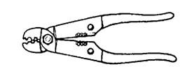 Crimping tool for fitting terminals.