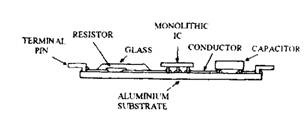 Section through a hybrid IC. 