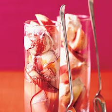 White Peach, Cassis, and Champagne Floats