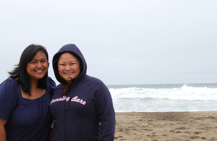She got the complete NorCal beach experience -- FREEZING cold!