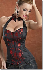 Alisa collared zip up front Asian inspired corset