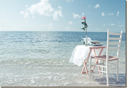 typewriter on beach