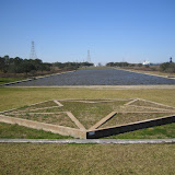 Memorial pool and star.  It was a very windy day.