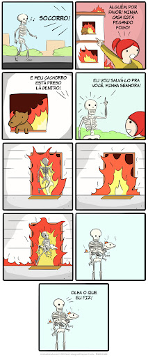 cachorropreso incendio Esqueleto resgatista