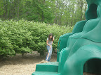 Sarah spreading mulch
