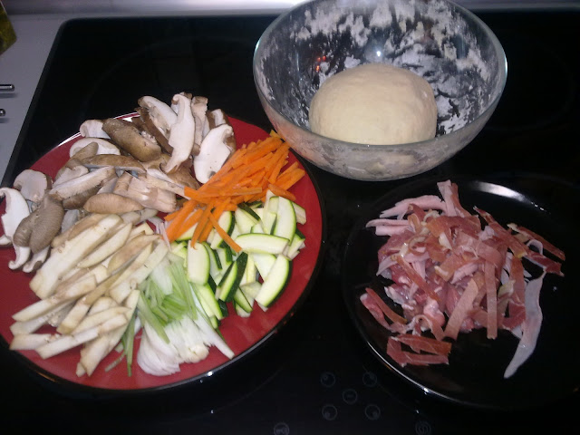 picar  verduras y carne
