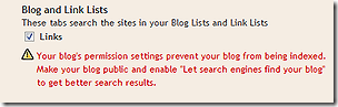 Configure Search Warning