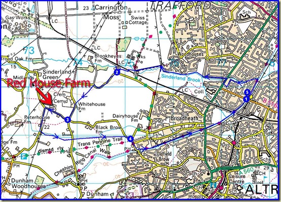 A circuit from Timperley - 12 km with 17 metres ascent (approx)