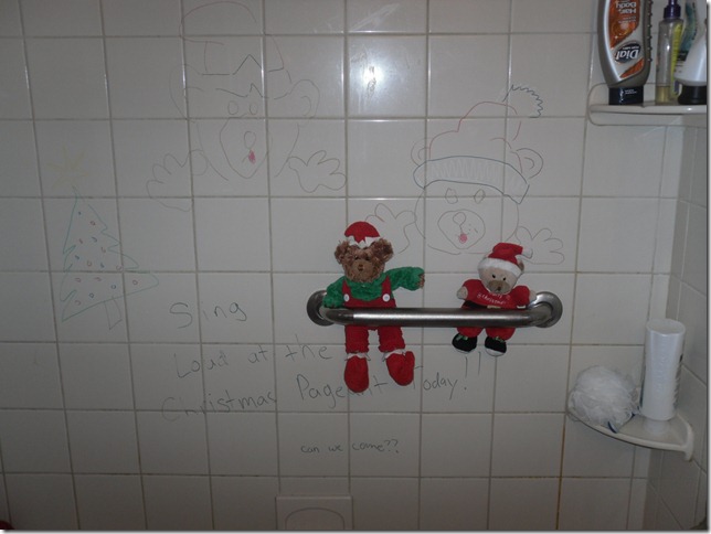 The elves wrote all over our bathroom!