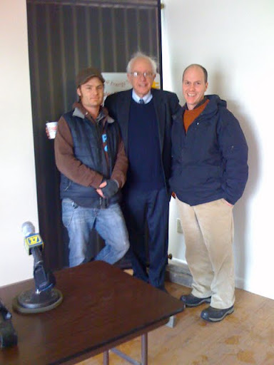From the left: David Tofel, Lead Residential Installer, Senator Sanders, Brett Tofel, Principal