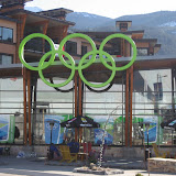 Olympic rings at Whistler Athletes Village.