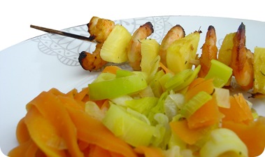 crevettes tagliatelles légumes