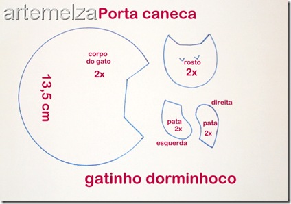 Шить - порт спящий котенок Кружка artemelza - porta caneca gatinho dorminhoco