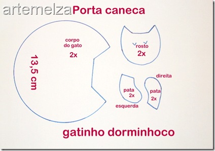 artemelza - porta caneca gatinho dorminhoco