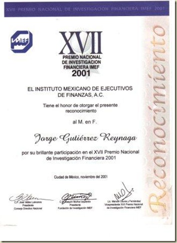 IMEF RECONOCIMIENTO 2001
